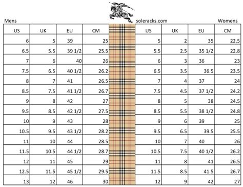 burberry women's shoe size chart